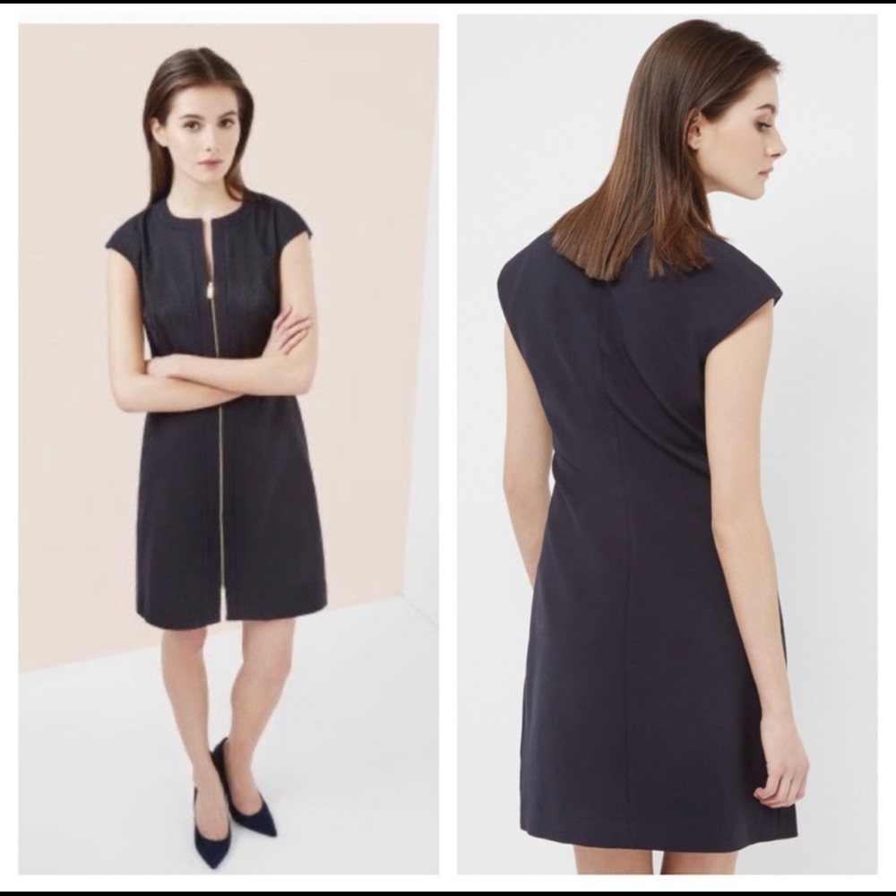Ted Baker Reikod Black Dress Textured Front Zipper size 4/ US size 10